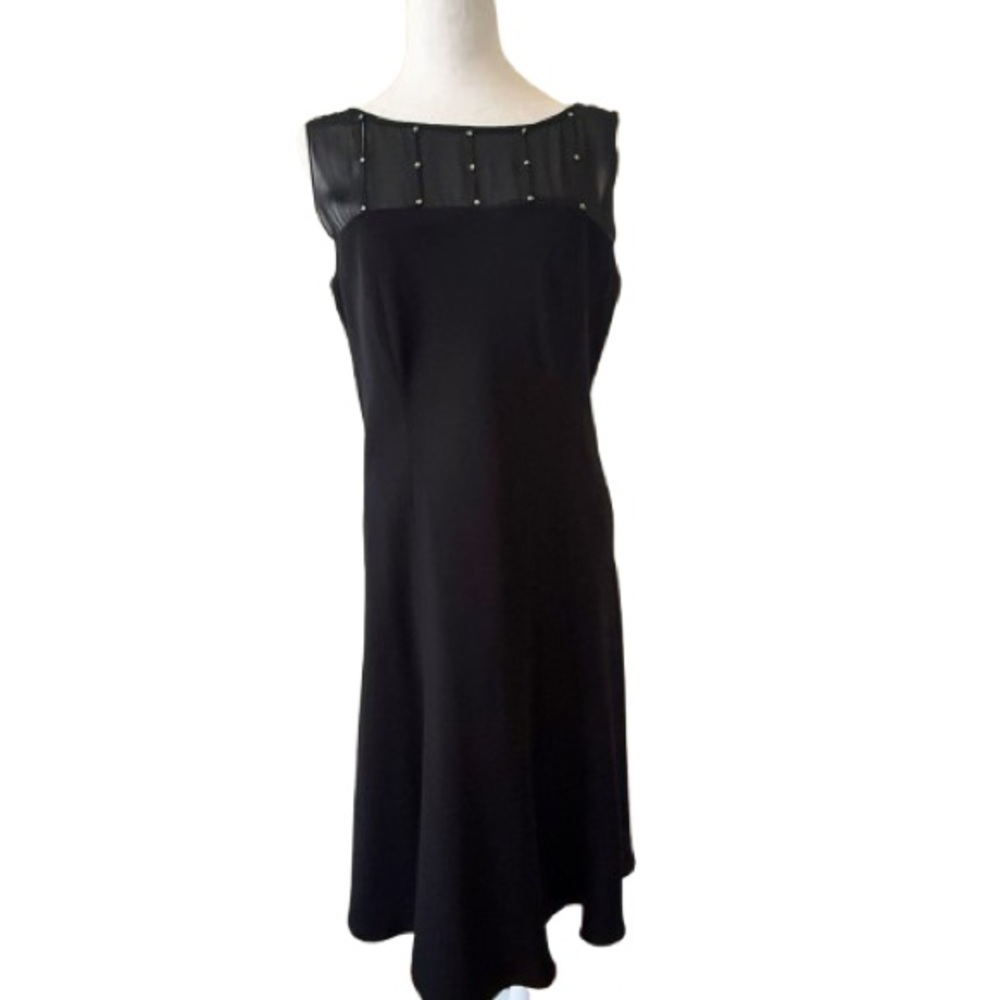 Jones Studio Black Embellished Sheath Midi Dress